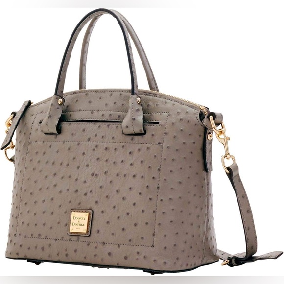 Dooney & Bourke Handbags - SOLD🔥🔥🔥Dooney & Bourke Ostrich Domed Grey Leather Satchel Handbag Shoulder Bag